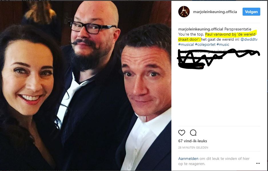 Marjolein kondigde o pInstagram aan dat Paul vanavond bij Dwdd zit